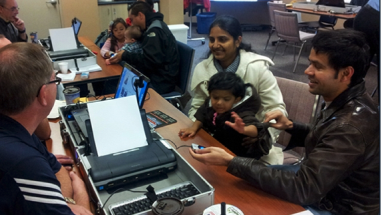 A family participating with the chip program